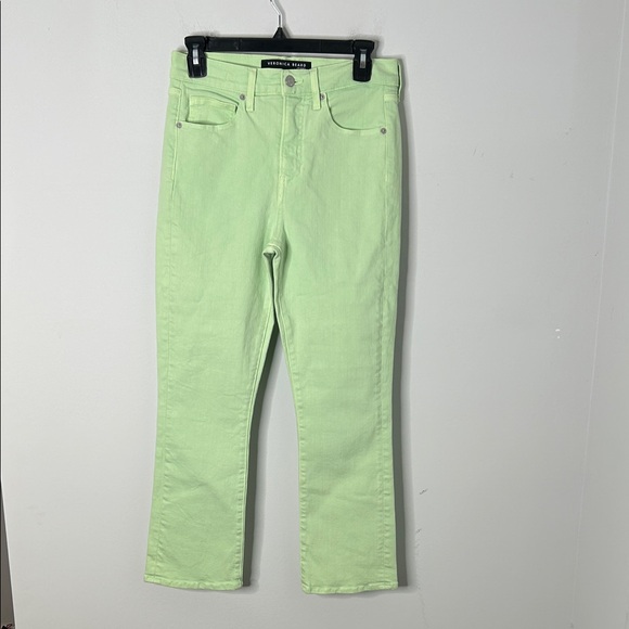 Veronica Beard Carly Kick Flare Pistachio High Rise Crop Jeans - Picture 2 of 7